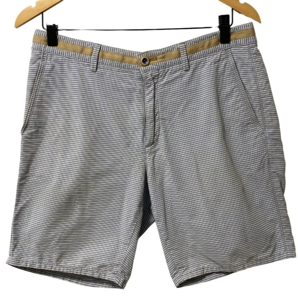 Massimo Dutti Bermuda Shorts Blue & White Stripe Size US 31 - 100% Cotton